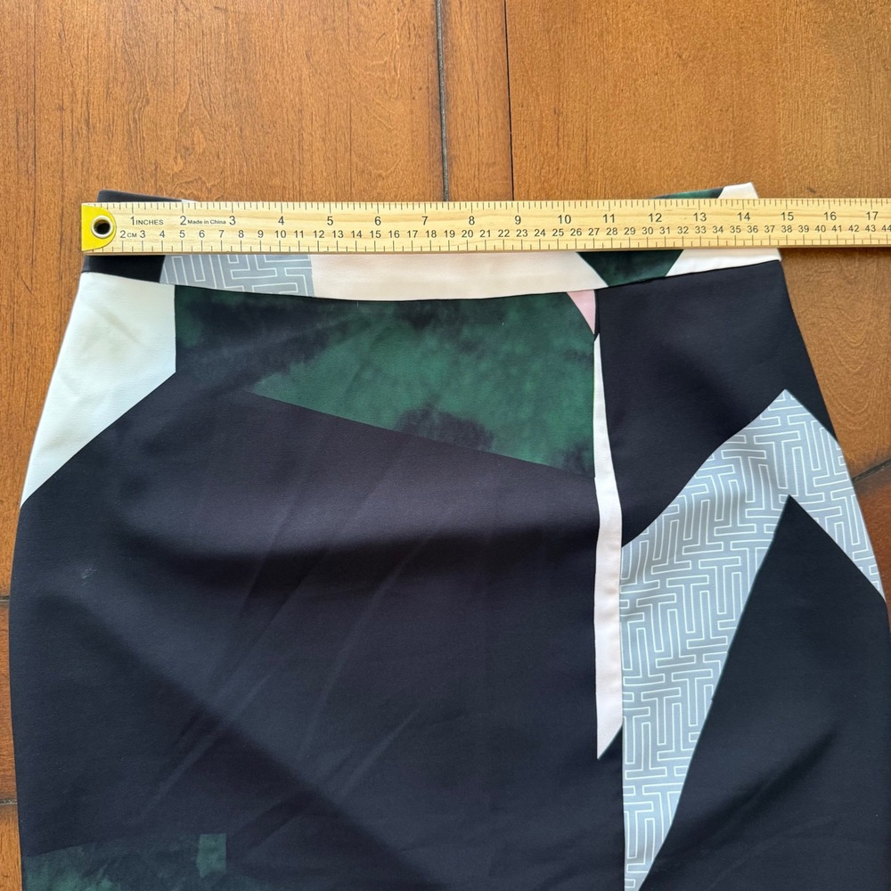 Ted Baker London Roxane Geometric Abstract Pencil Skirt Black Green Pink Size 2 - Picture 6 of 7